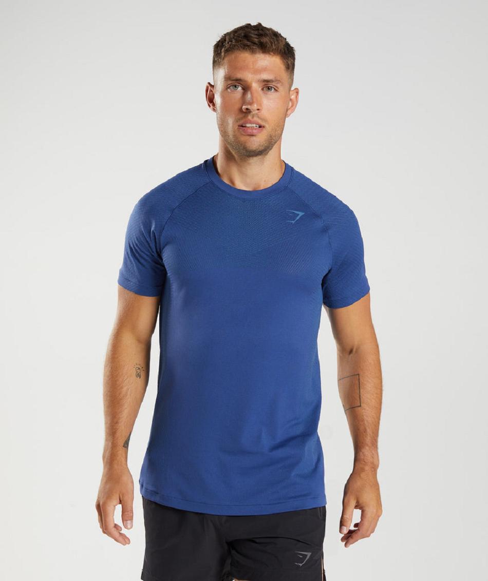 T Shirts Męskie Gymshark Apex Seamless Niebieskie Niebieskie | PL 3831CTV